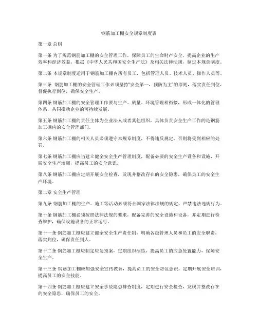 钢筋加工棚安全规章制度表