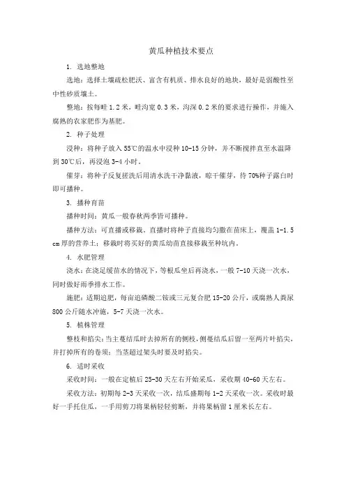 黄瓜种植技术要点