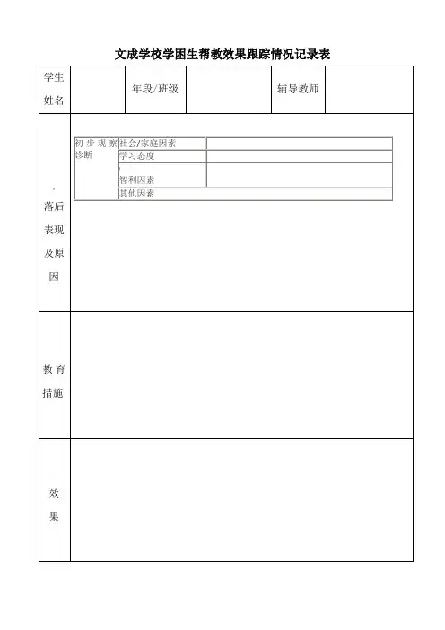 后进生帮教效果跟踪转化记录表