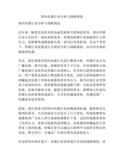 国内传媒行业分析与战略规划