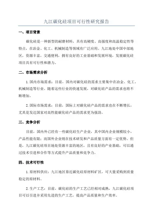 九江碳化硅项目可行性研究报告