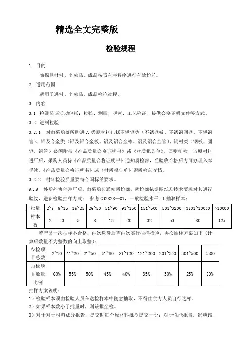 检验规程精选全文完整版