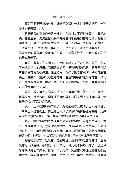 泡桐花开散文随笔