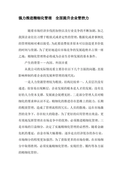 强力推进精细化管理  全面提升企业管控力-最新年精选文档
