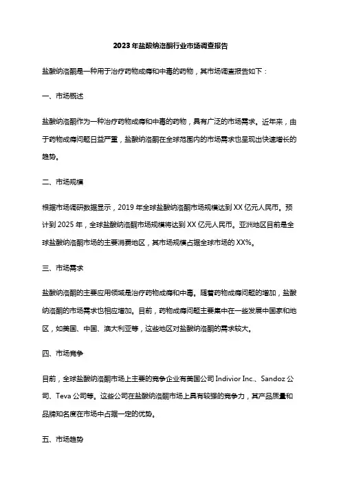 2023年盐酸纳洛酮行业市场调查报告
