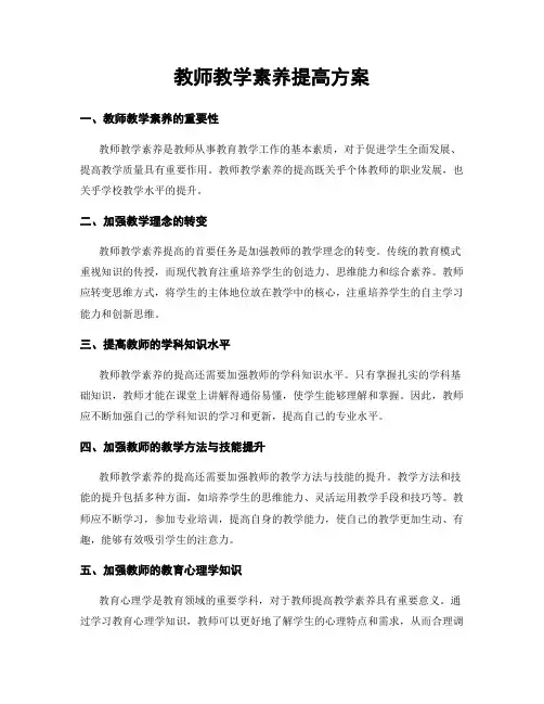 教师教学素养提高方案