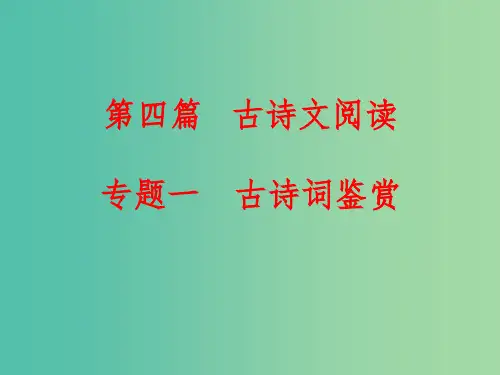 中考语文 第四篇 古诗文阅读 专题一 古诗词鉴赏讲解课件