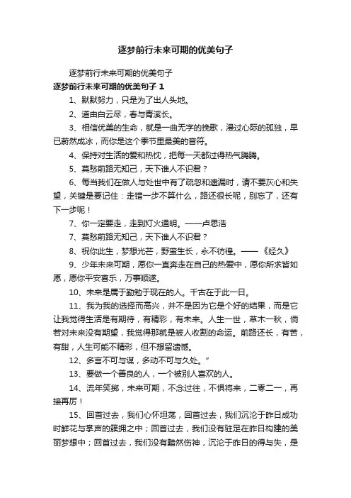 逐梦前行未来可期的优美句子