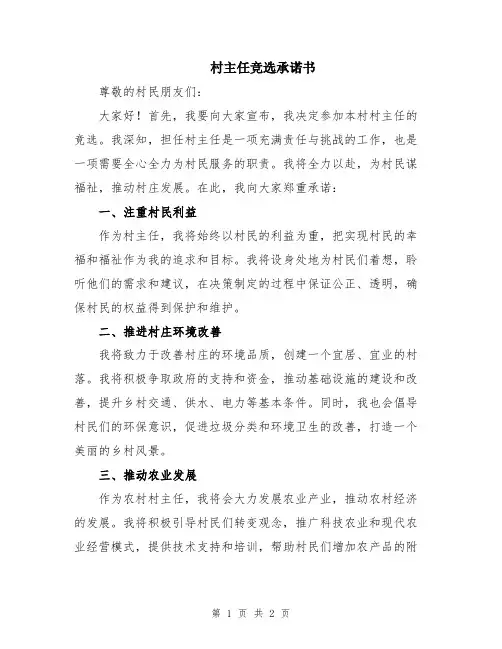村主任竞选承诺书
