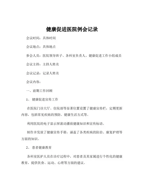 健康促进医院例会记录