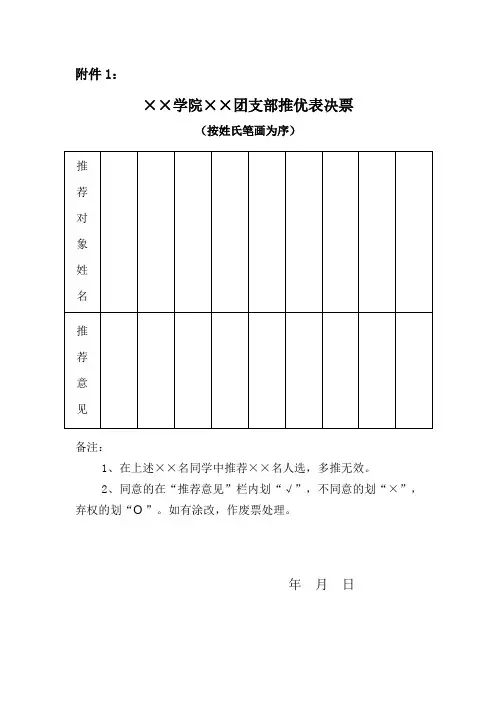 团组织推优表格