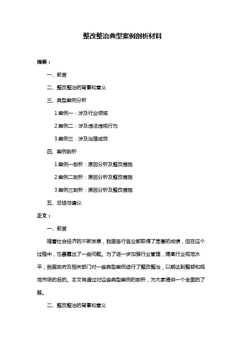 整改整治典型案例剖析材料