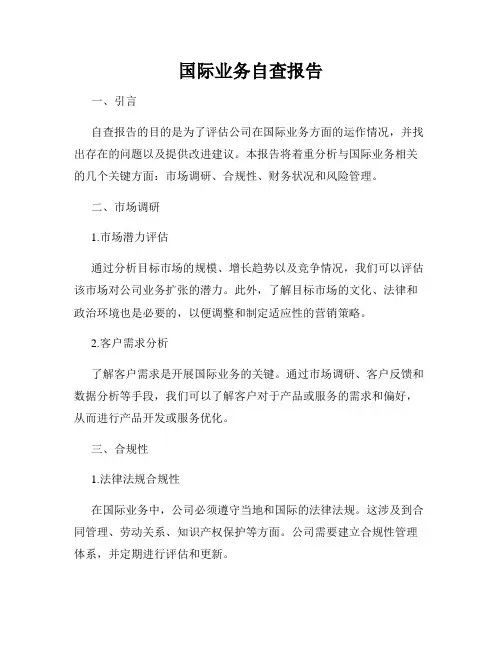 国际业务自查报告