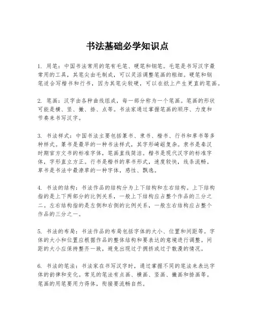 书法基础必学知识点