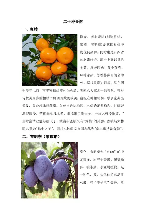 二十种果树