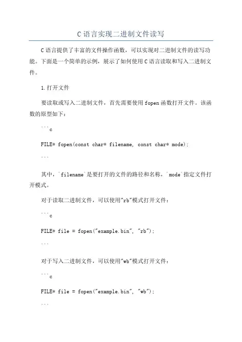C语言实现二进制文件读写