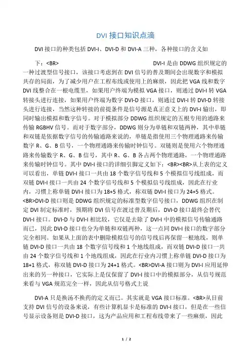DVI接口知识点滴
