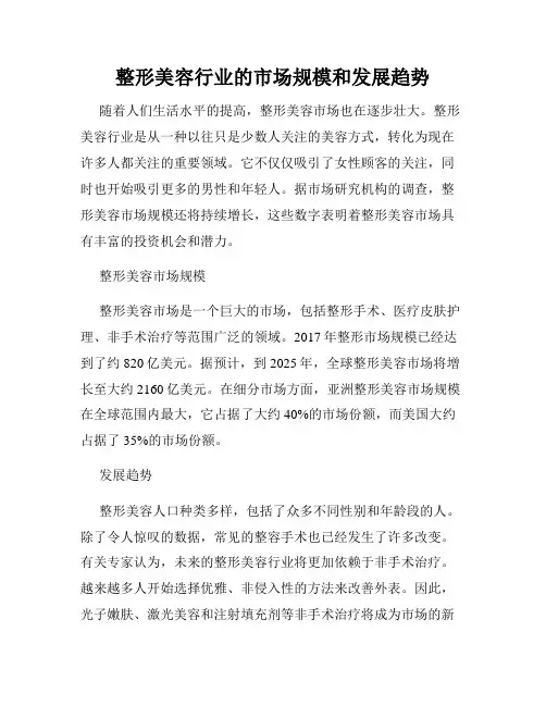 整形美容行业的市场规模和发展趋势