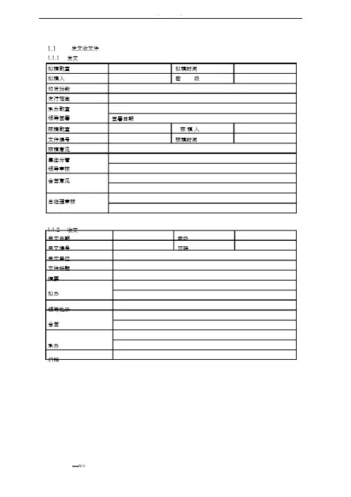 OA工作流各种表单模版11(DOC43页)