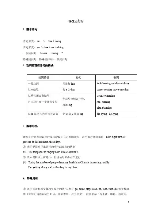 每周一练英语现在进行时