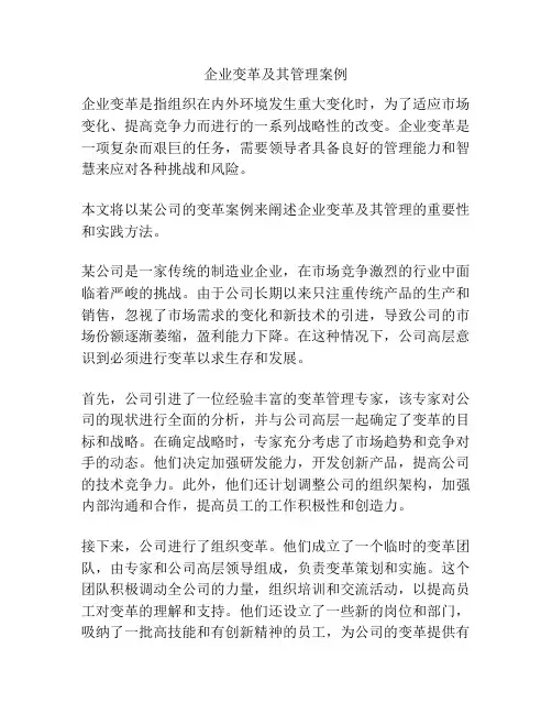 企业变革及其管理案例