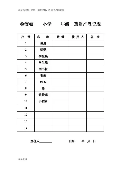 最新整理学校财产登记表教学教材