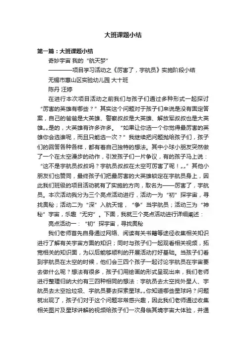 大班课题小结