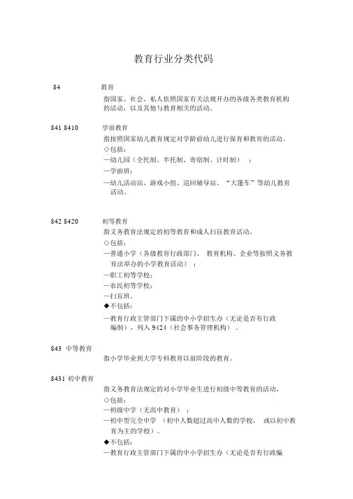 教育行业分类代码