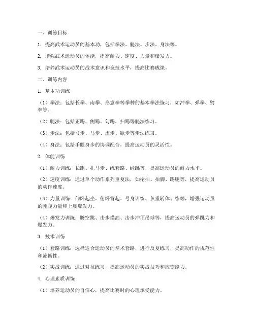 武术训练专项训练方案