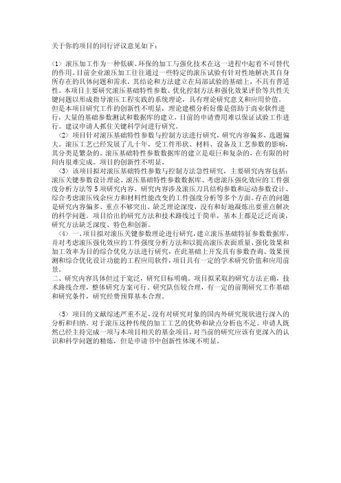 同行评议意见