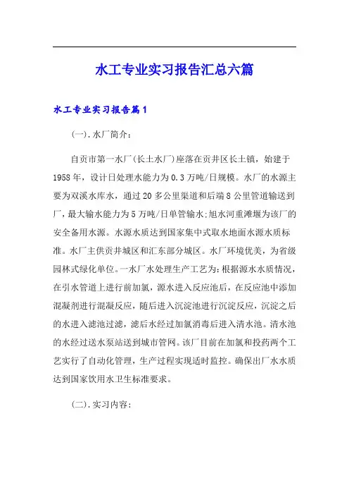 水工专业实习报告汇总六篇