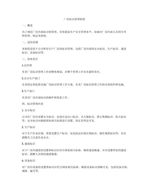 厂房标识管理制度