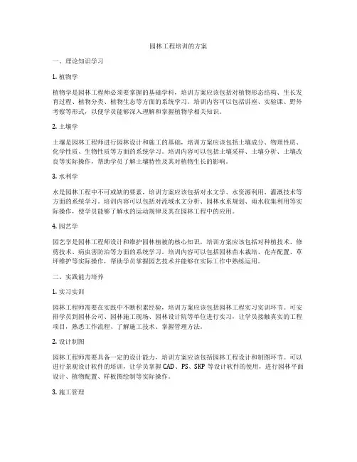 园林工程培训的方案