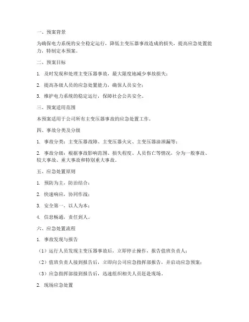 主变压器事故应急预案