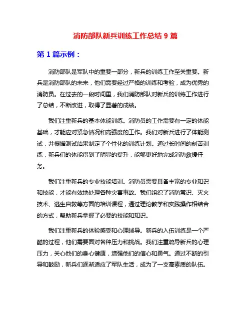 消防部队新兵训练工作总结9篇