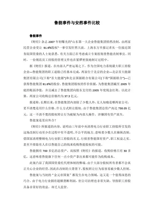 案例：鲁能事件与安然事件比较