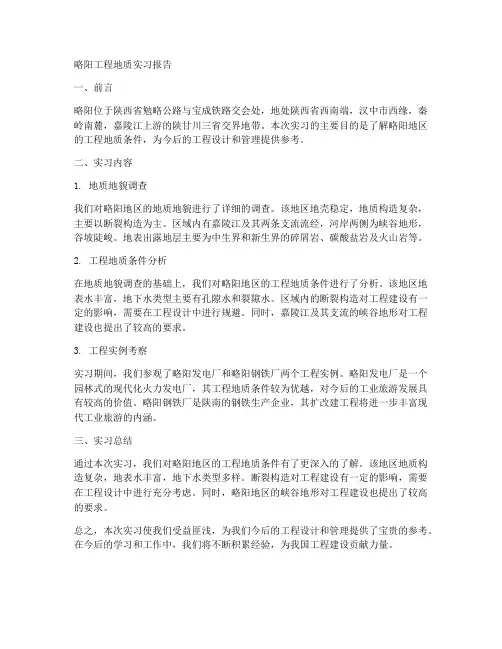 略阳工程地质实习报告