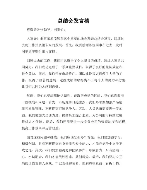 总结会发言稿