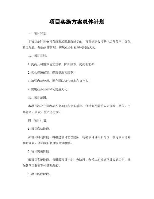 项目实施方案总体计划