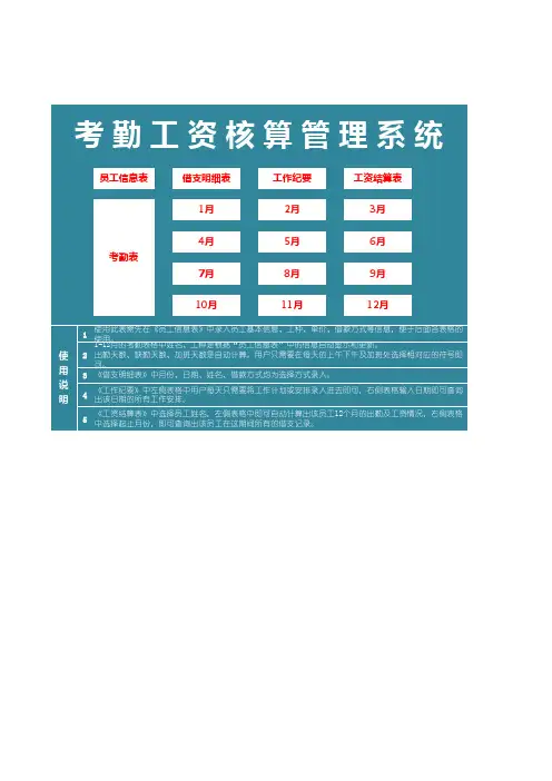 员工每考勤工资核算表