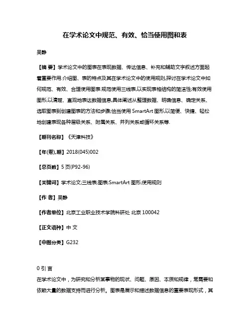 在学术论文中规范、有效、恰当使用图和表