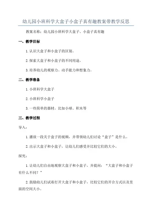 幼儿园小班科学大盒子小盒子真有趣教案带教学反思