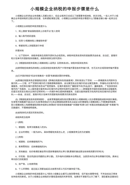 小规模企业纳税的申报步骤是什么