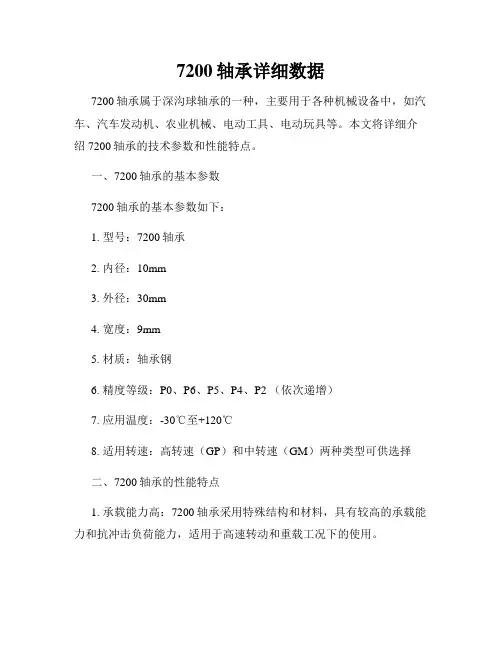 7200轴承详细数据