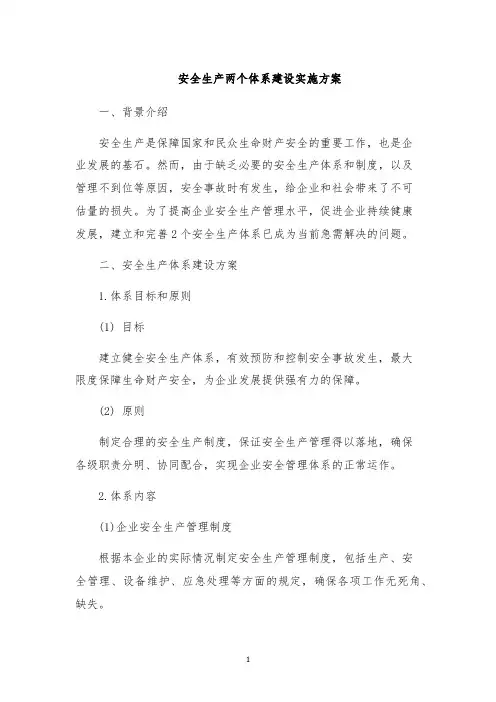 安全生产两个体系建设实施方案