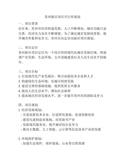苏州新区项目可行性策划