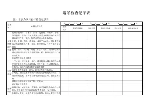 塔吊日常检查记录表