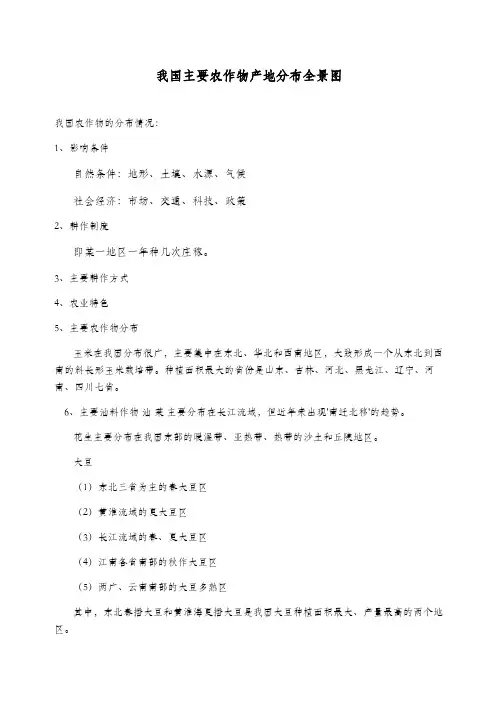 我国主要农作物产地分布图