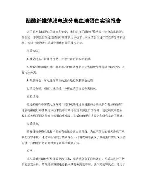 醋酸纤维薄膜电泳分离血清蛋白实验报告