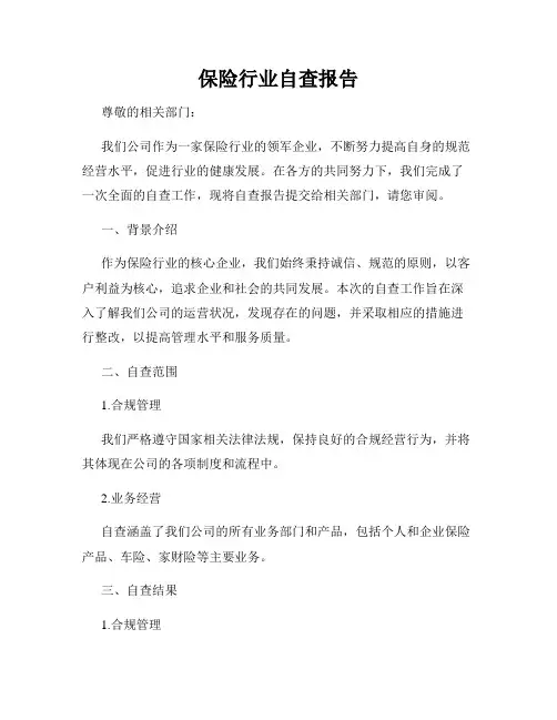 保险行业自查报告